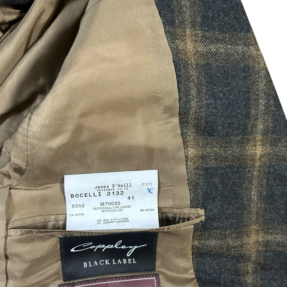 Spiegel Holland & Sherry Coppley Black Label Men's Cashmere Wool Blazer Plaid‎